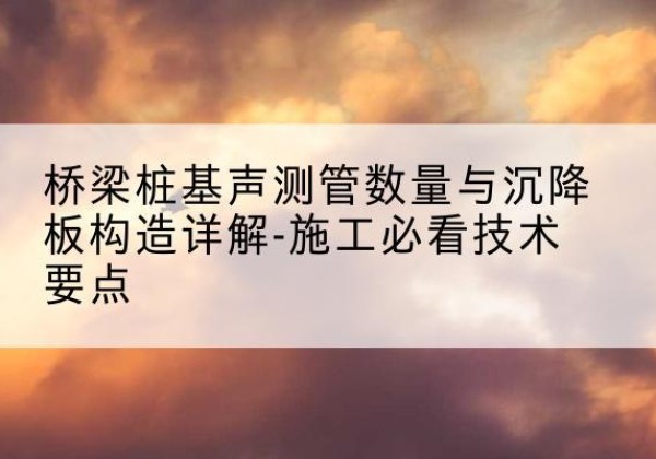 金阳桩基需要预埋几根声测管？-桥梁桩基声测管数量与沉降板构造详解-施工必看技术要点
